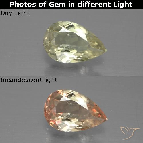 0.94ct 天然 淡黄色 变色流散, 梨形, VS