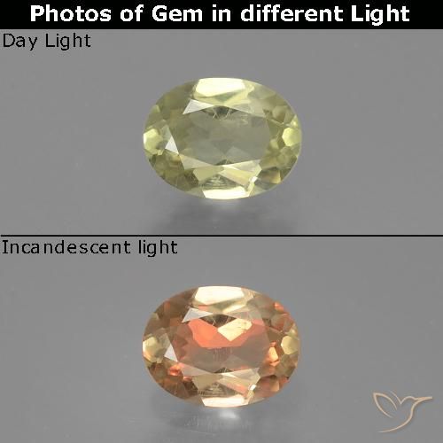 0.66ct 天然 淡黄色 变色流散, 椭圆形, VS