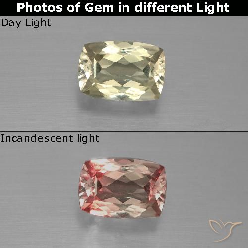 0.94ct 天然 浅金黄色 变色流散, 软垫, VS