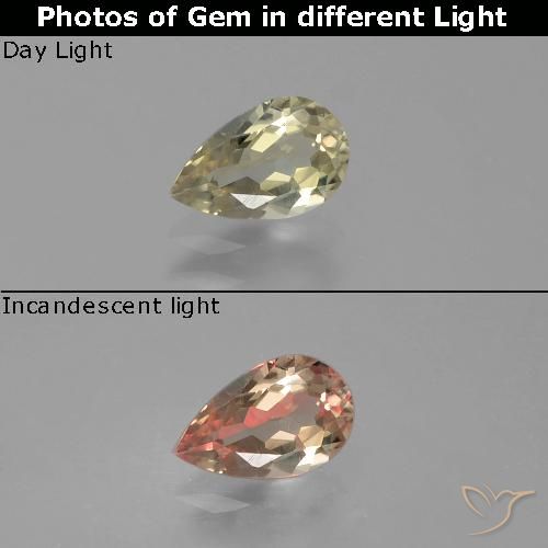 0.74ct 天然 棕黄色 变色流散, 梨形, VVS-VS