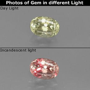 0.92克拉天然多色变色硬水铝石，椭圆形切割，6.6×4.6毫米，VS-SI