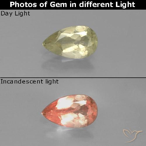 0.90ct 天然 很浅的黄色 变色流散, 梨形, VS-SI