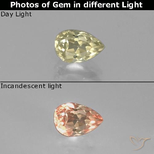 0.83ct 天然 中黄色 变色流散, 梨形, VVS-VS