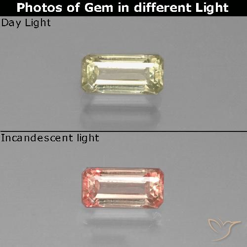 0.76ct 天然 浅金黄色 变色流散, 祖母绿式切割, VS-SI