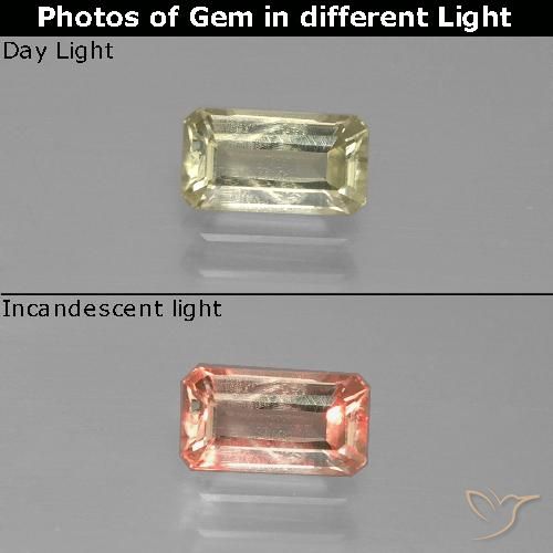 0.78ct 天然 很浅的黄色 变色流散, 祖母绿式切割, VS