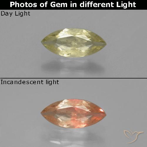 0.70ct 天然 淡黄色 变色流散, 榄尖形, SI