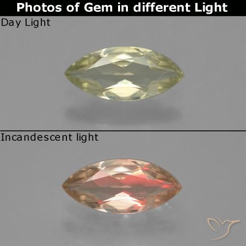 0.81ct 天然 黄色米色 变色流散, 榄尖形, VS