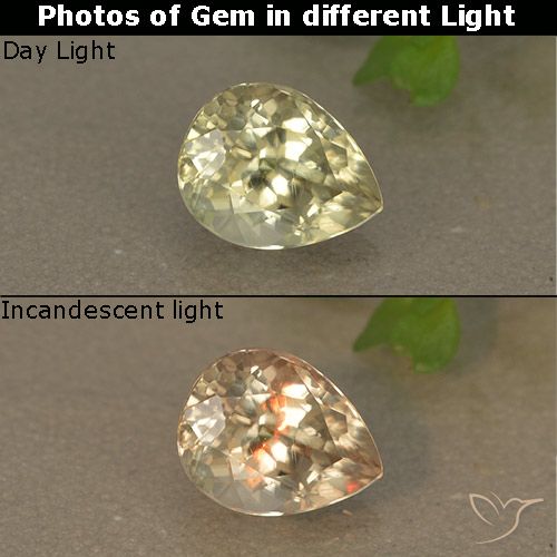 1.03ct 天然 淡黄色 变色流散, 梨形, VS