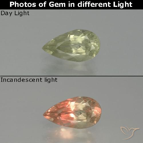 1.26ct 天然 淡黄色 变色流散, 梨形, SI