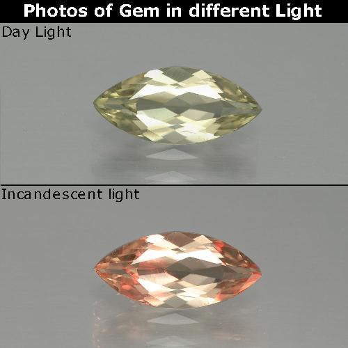 1.13克拉天然变色流散，榄尖形，VS