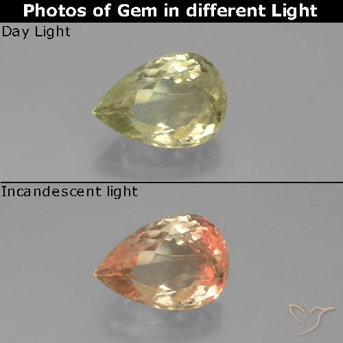 3.24ct 天然 非常淡黄色 变色流散, 梨形, VS-SI