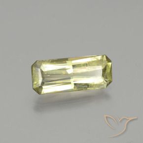 3.65克拉天然黄色变色硬水铝石，祖母绿式切割，15×6.3毫米，SI