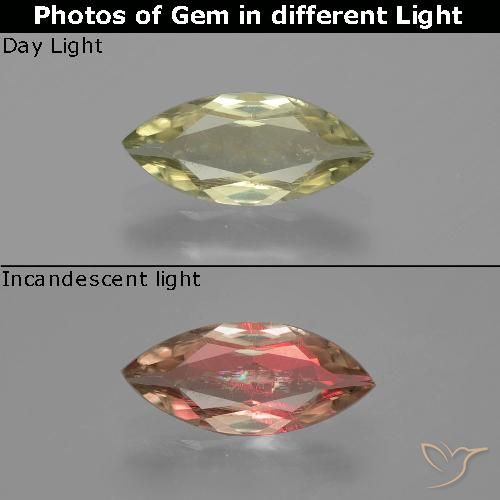 1.10ct 天然 很浅的黄色 变色流散, 榄尖形, VS-SI