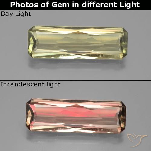 6.71ct 天然 浅黄绿色 变色流散, 祖母绿式切割, VS