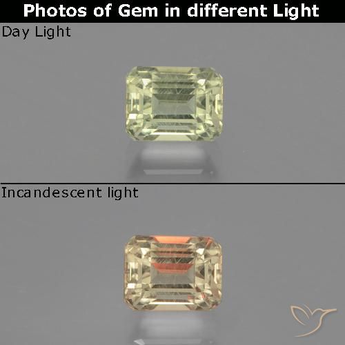 0.92ct 天然 非常淡黄色 变色流散, 祖母绿式切割, VVS-VS