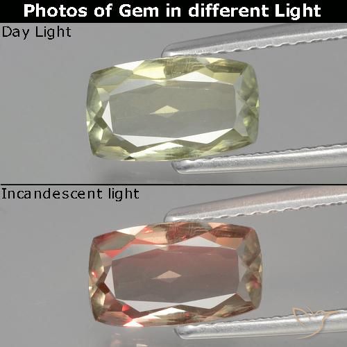 1.26ct 天然 很浅的黄色 变色流散, 软垫, VVS-VS