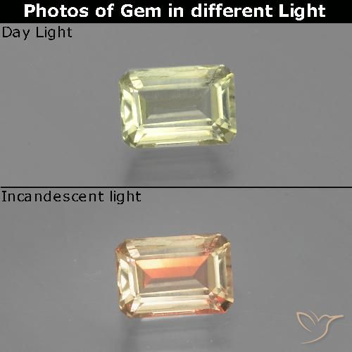 1.18ct 天然 很浅的黄色 变色流散, 祖母绿式切割, VS
