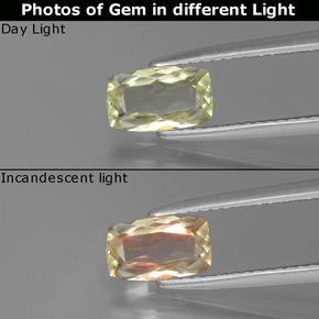 1.08克拉天然变色流散，垫形剪裁，VVS-VS