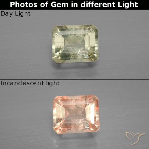 0.88ct 天然 淡黄色 变色流散, 祖母绿式切割, SI