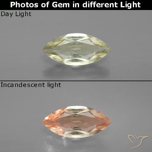 0.92ct 天然 淡黄色 变色流散, 榄尖形, VS-SI