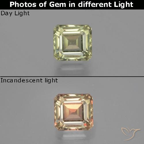 1.12ct 天然 很浅的黄色 变色流散, 祖母绿式切割, VS