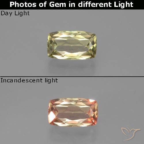 1.37ct 天然 非常淡黄色 变色流散, 软垫, VS