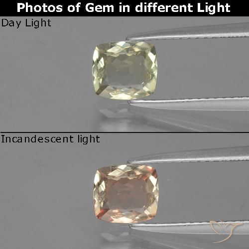 1.05ct 天然 很浅的黄色 变色流散, 软垫, VVS-VS