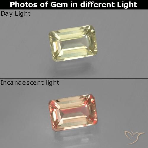 0.82ct 天然 淡黄色 变色流散, 祖母绿式切割, VVS-VS