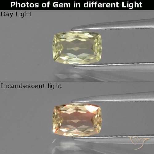 1.39ct 天然 淡黄色 变色流散, 软垫, VS