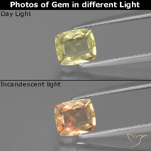 1.09ct 天然 黄绿色 变色流散, 软垫, VS