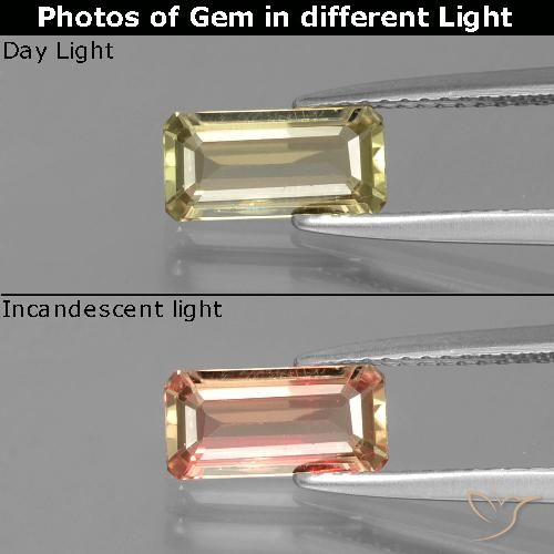 1.13克拉天然变色流散，祖母绿式切割，VVS-VS