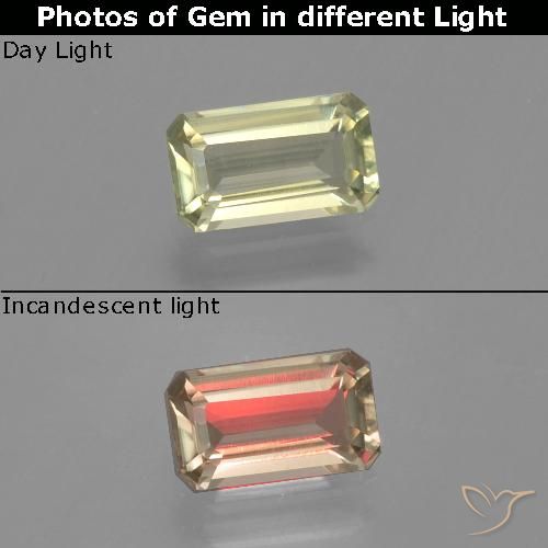 1.17ct 天然 土黄色 变色流散, 祖母绿式切割, VVS-VS