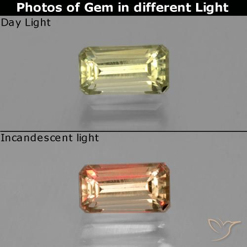 1.40ct 天然 暖黄 变色流散, 祖母绿式切割, VS