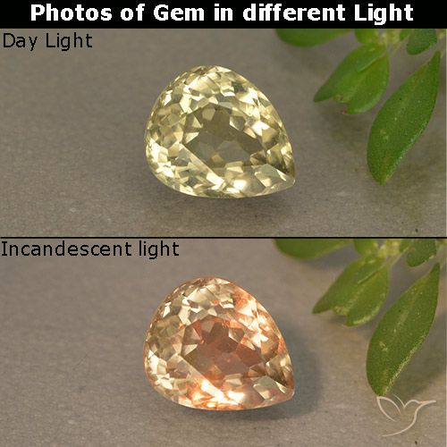 1.05ct 天然 淡黄色 变色流散, 梨形, VS