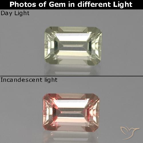 1.31ct 天然 很浅的黄色 变色流散, 祖母绿式切割, VVS-VS
