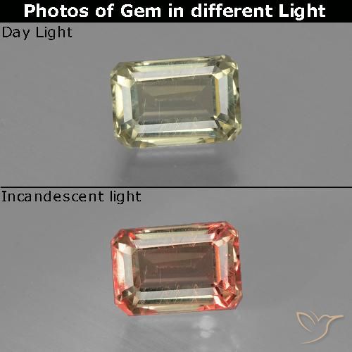 1.05ct 天然 棕黄色 变色流散, 祖母绿式切割, VS