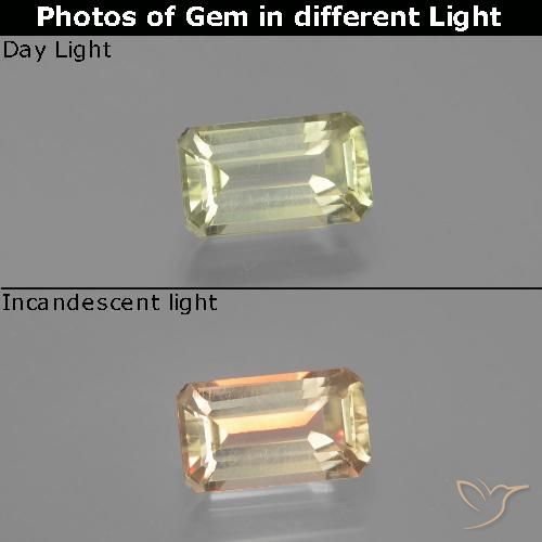 1.62ct 天然 淡黄色 变色流散, 祖母绿式切割, VVS-VS