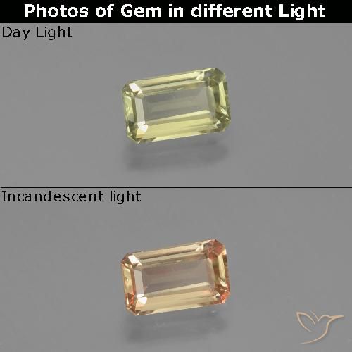 1.07ct 天然 淡黄色 变色流散, 祖母绿式切割, VS