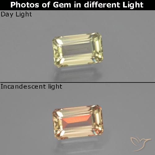 1.37ct 天然 淡黄色 变色流散, 祖母绿式切割, VVS-VS