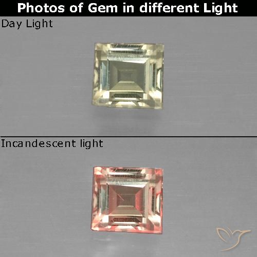 0.78ct 天然 浅金黄色 变色流散, 正方形, VVS-VS