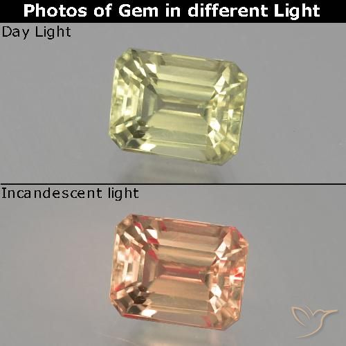 1.21ct 天然 中黄色 变色流散, 祖母绿式切割, VS