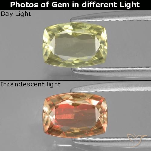 0.93ct 天然 中黄色 变色流散, 软垫, VVS-VS