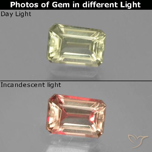 1.01ct 天然 浅金黄色 变色流散, 祖母绿式切割, VVS-VS