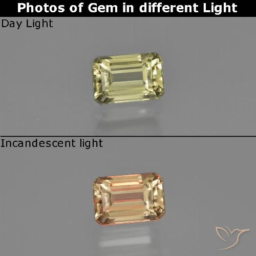 1.21ct 天然 淡黄色 变色流散, 祖母绿式切割, VVS-VS