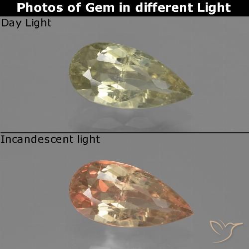 1.36ct 天然 棕黄色 变色流散, 梨形, VS-SI