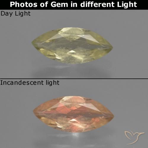 1.02ct 天然 淡黄色 变色流散, 榄尖形, VS