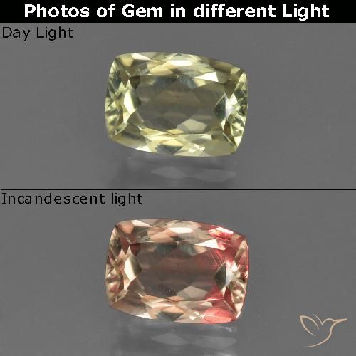 1.08ct 天然 淡黄色 变色流散, 软垫, VS