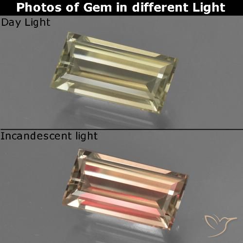 1.27ct 天然 中黄色 变色流散, 狭长方形, VVS-VS