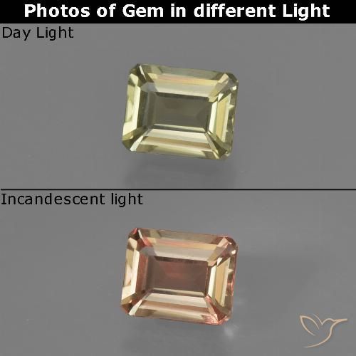 0.65ct 天然 淡黄色 变色流散, 祖母绿式切割, VS