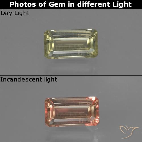 0.68ct 天然 淡黄色 变色流散, 祖母绿式切割, VVS-VS